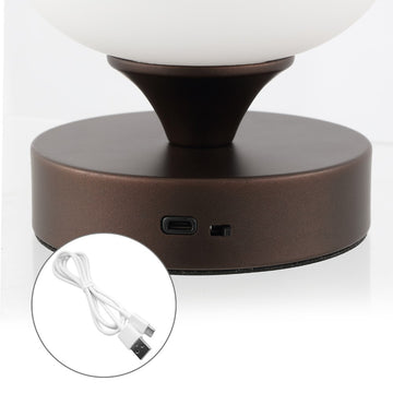 Eli 8" Bohemian Farmhouse Iron Rechargeable Integrated LED Table Lamp - JONATHAN Y